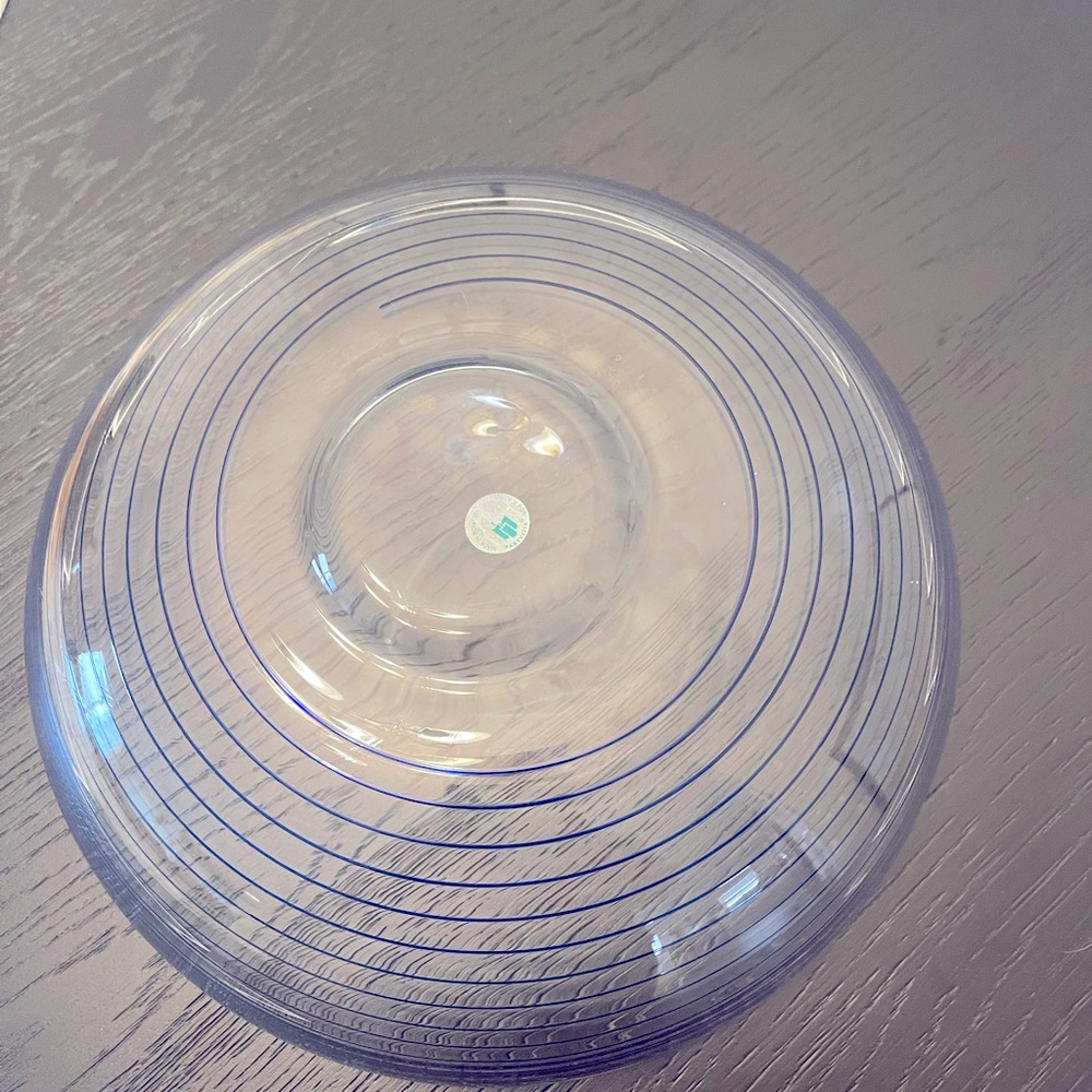 Partylite blue striped bowl